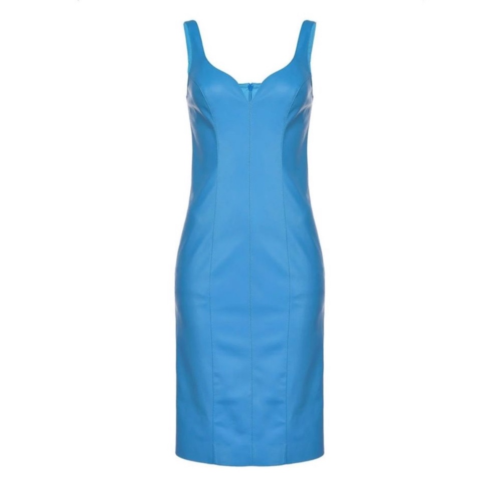 Pinko Leather Look Dress Imperial Blue